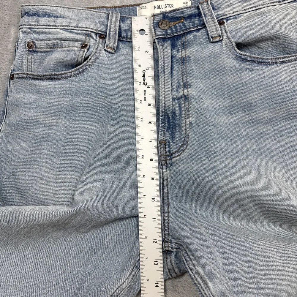 Hollister Baggy Jeans Men 31X30 (Fits 32X28) Blue Stretch Spider Embroidery